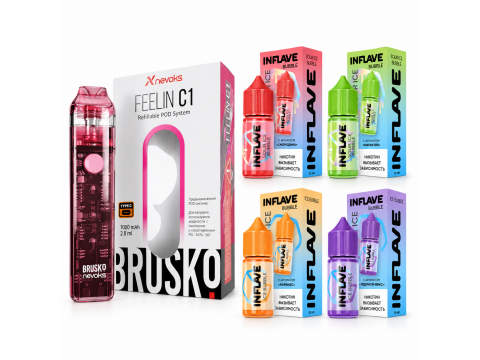 Акция: Brusko FEELIN C1 в подарок при покупке 4-х жидкостей INFLAVE!