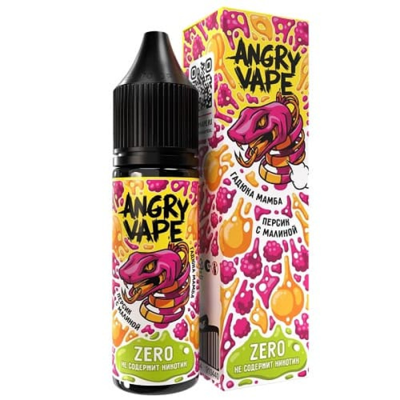 Жидкость Angry Vape Zero Гадюка Мамба (Персик, Малина) 0% 30 мл