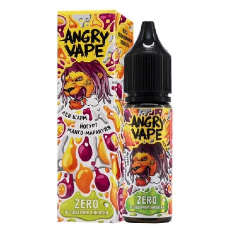 Жидкость Angry Vape Zero Лев Шарм (Йогурт Манго, Маракуйя) 0% 30 мл