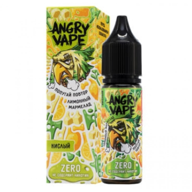 Жидкость Angry Vape Zero Попугай Повтор (Лимонный Мармелад) 0% 30 мл