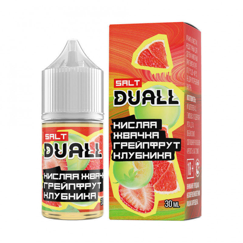 Жидкость Duall Salt Hard Кислая Жвачка, Грейпфрут, Клубника 20 мг 30 мл
