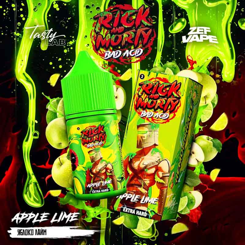 Жидкость Rick & Morty BAD ACID Яблоко, Лайм 2% 30 мл