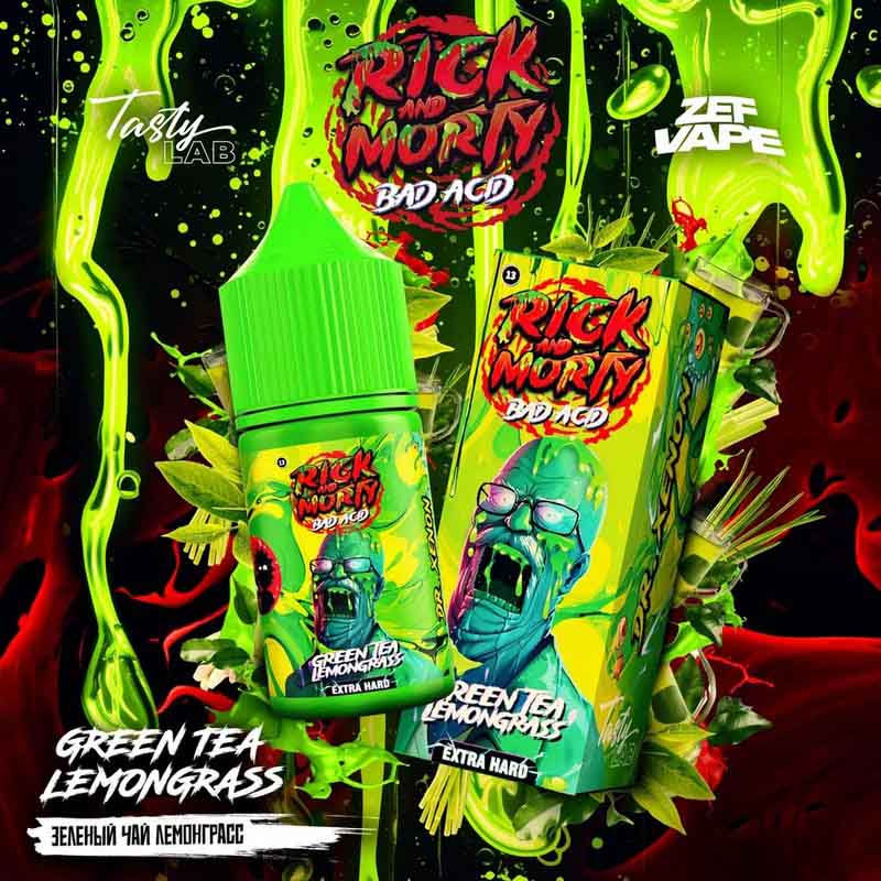 Жидкость Rick & Morty BAD ACID Зеленый Чай, Лемонграсс 2% 30 мл
